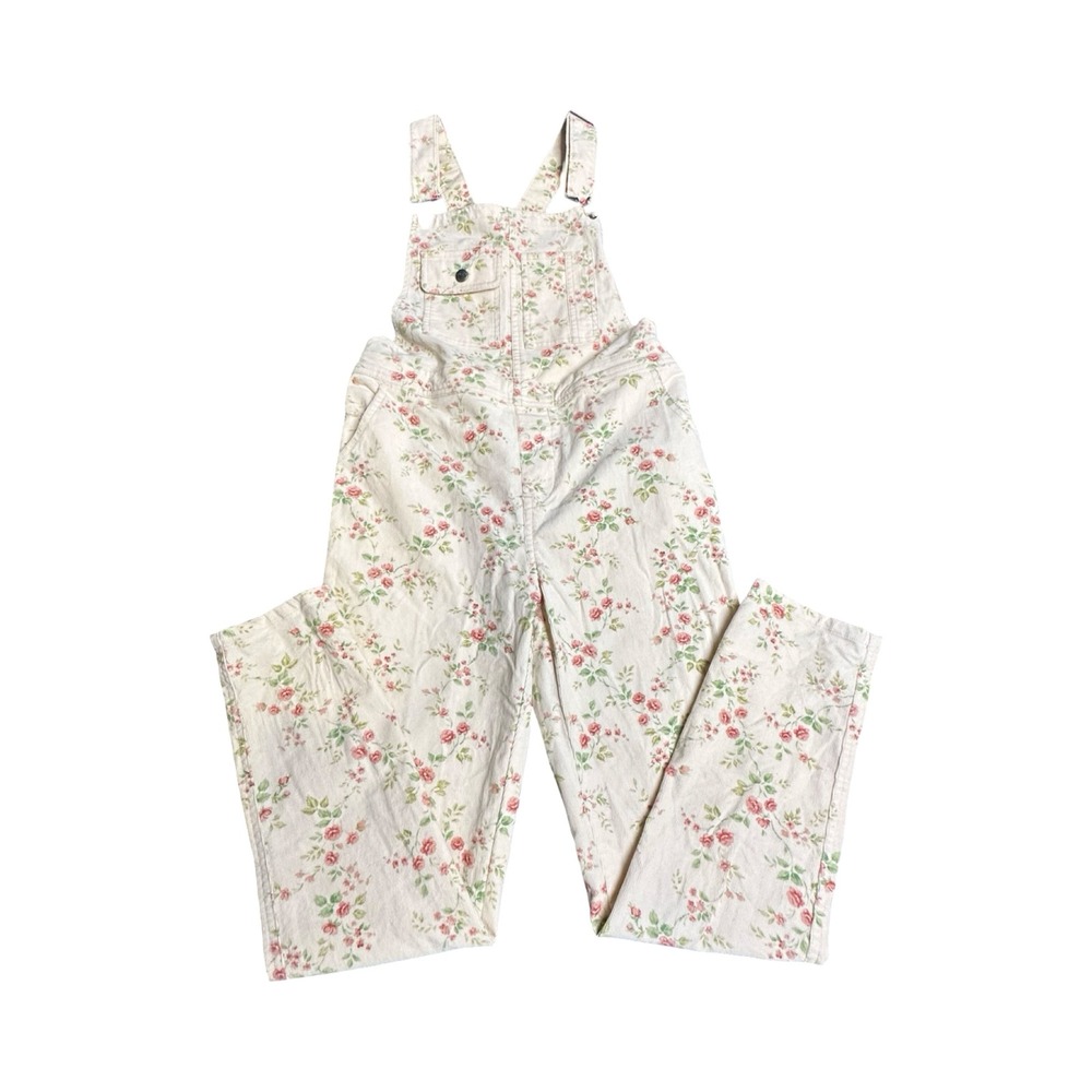 Polo Ralph Lauren Overalls Girls 16 Cream Floral Corduroy Cottagecore